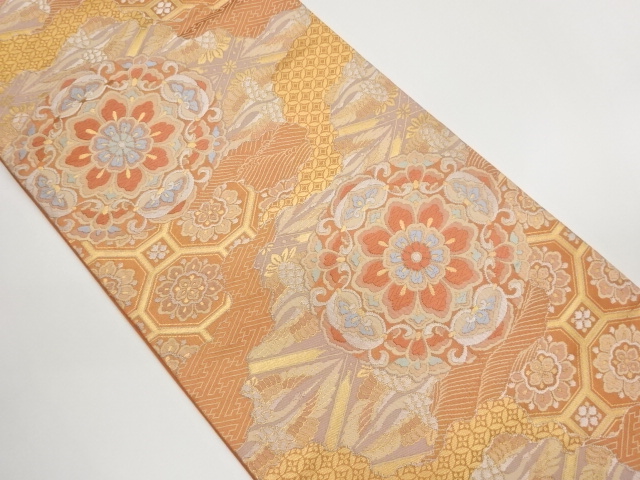 JAPANESE KIMONO / FUKURO OBI / WOVEN ROUNDEL CREST  & BIRD 